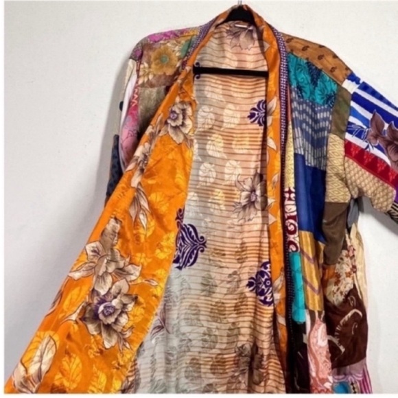 Colorful Patchwork Kimono Robe - Picture 7 of 8